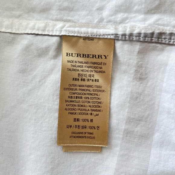 Burberry White and Gray Plaid Button-up Shirt - Picture 7 of 11